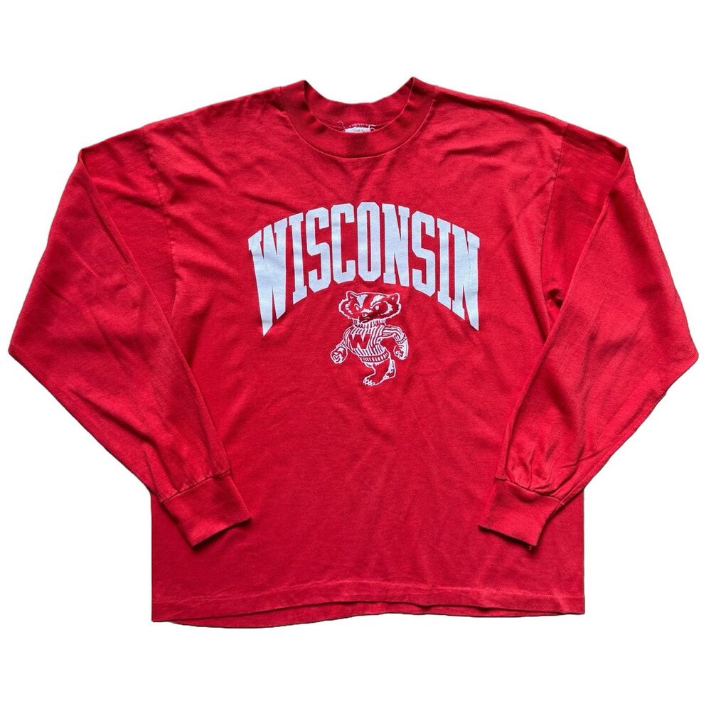 Vintage 80s Wisconsin University X Coca Cola Made In USA Size XL Red Shirt